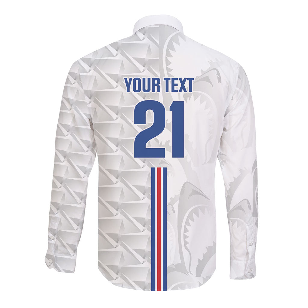 Cabo Verde Kopa di Mundu Custom Long Sleeve Button Shirt Atlantic Waves White Edition