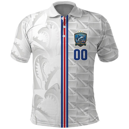 Cabo Verde Kopa di Mundu Custom Polo Shirt Atlantic Waves White Edition