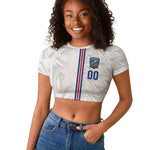 Cabo Verde Kopa di Mundu Custom Raglan Cropped T shirt Atlantic Waves White Edition