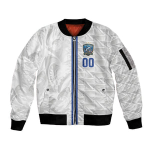 Cabo Verde Kopa di Mundu Custom Sleeve Zip Bomber Jacket Atlantic Waves White Edition