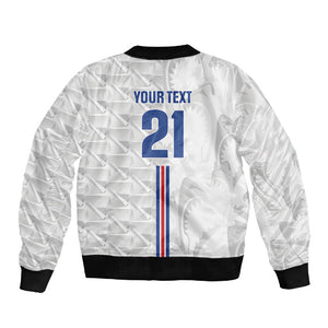 Cabo Verde Kopa di Mundu Custom Sleeve Zip Bomber Jacket Atlantic Waves White Edition