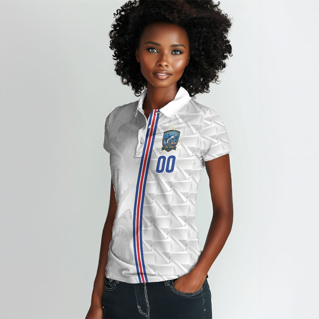 Cabo Verde Kopa di Mundu Custom Women Polo Shirt Atlantic Waves White Edition