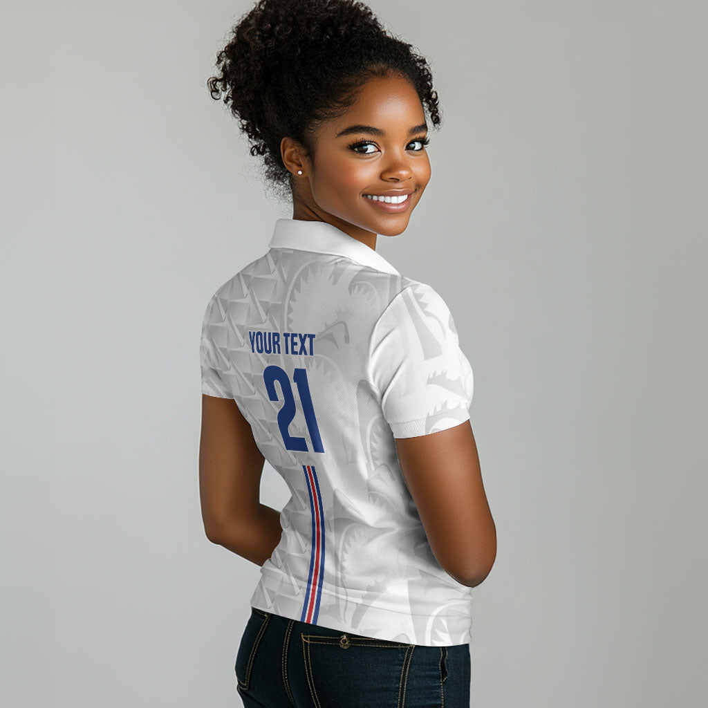 Cabo Verde Kopa di Mundu Custom Women Polo Shirt Atlantic Waves White Edition