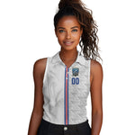 Cabo Verde Kopa di Mundu Custom Women Sleeveless Polo Shirt Atlantic Waves White Edition