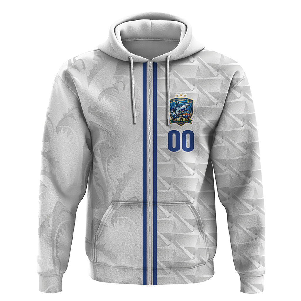 Cabo Verde Kopa di Mundu Custom Zip Hoodie Atlantic Waves White Edition