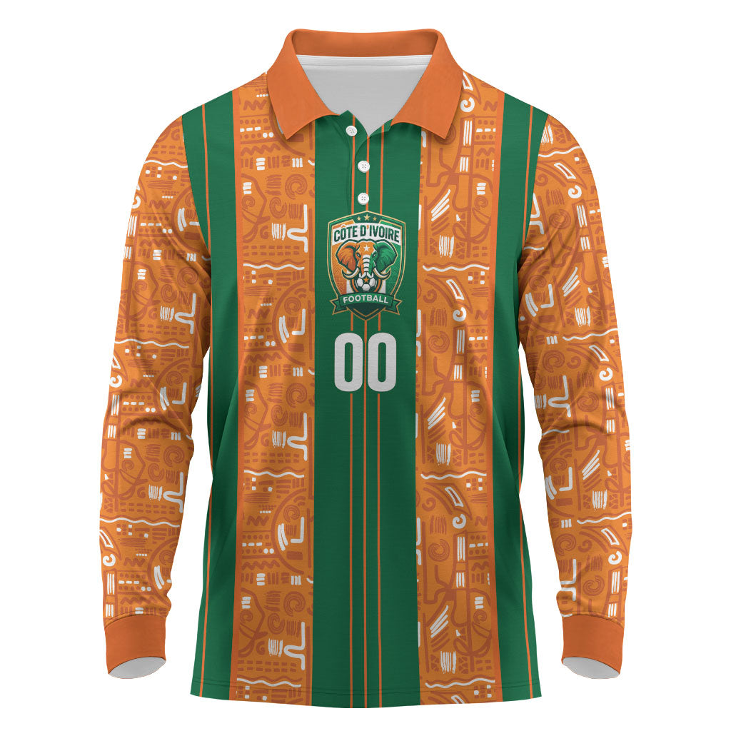 Cote d'Ivoire N'glo Wa Klo Custom Long Sleeve Polo Shirt Baoule Textile Edition