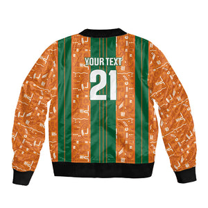 Cote d'Ivoire N'glo Wa Klo Custom Sleeve Zip Bomber Jacket Baoule Textile Edition