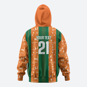 Cote d'Ivoire N'glo Wa Klo Custom Zip Hoodie Baoule Textile Edition