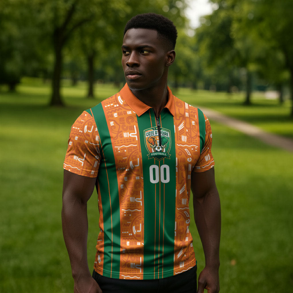Cote d'Ivoire N'glo Wa Klo Custom Zipper Polo Shirt Baoule Textile Edition