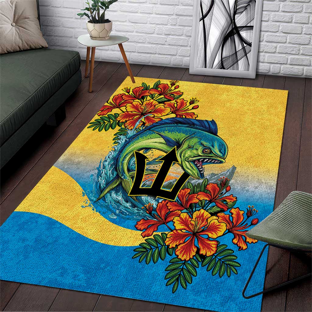 Black Barbadians Mahi-mahi Trident Area Rug by African Pride