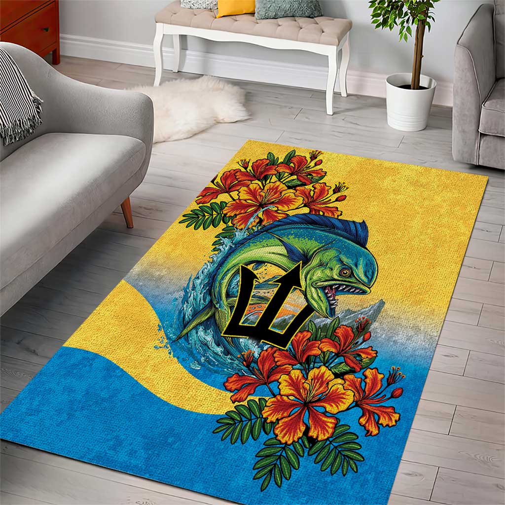 Black Barbadians Mahi-mahi Trident Area Rug - African Pride