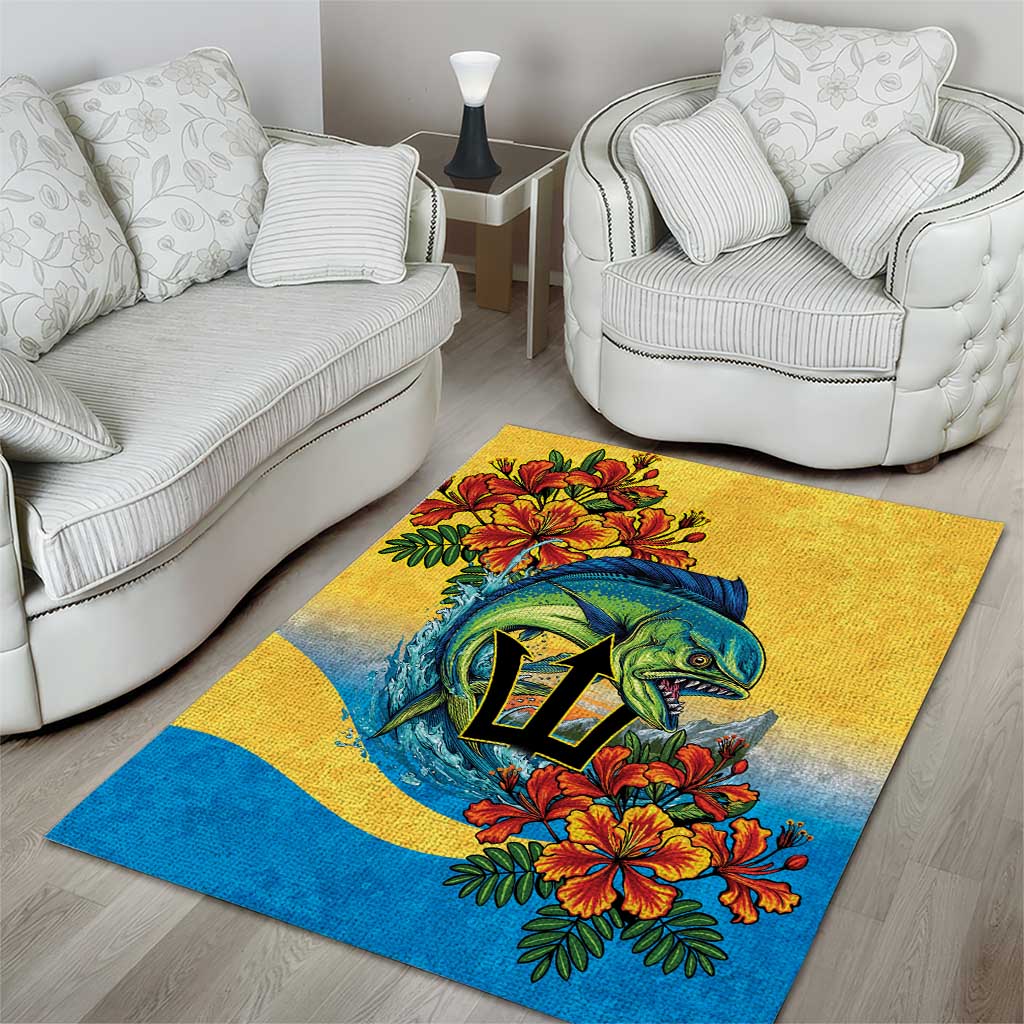 Black Barbadians Mahi-mahi Trident Area Rug - African Pride