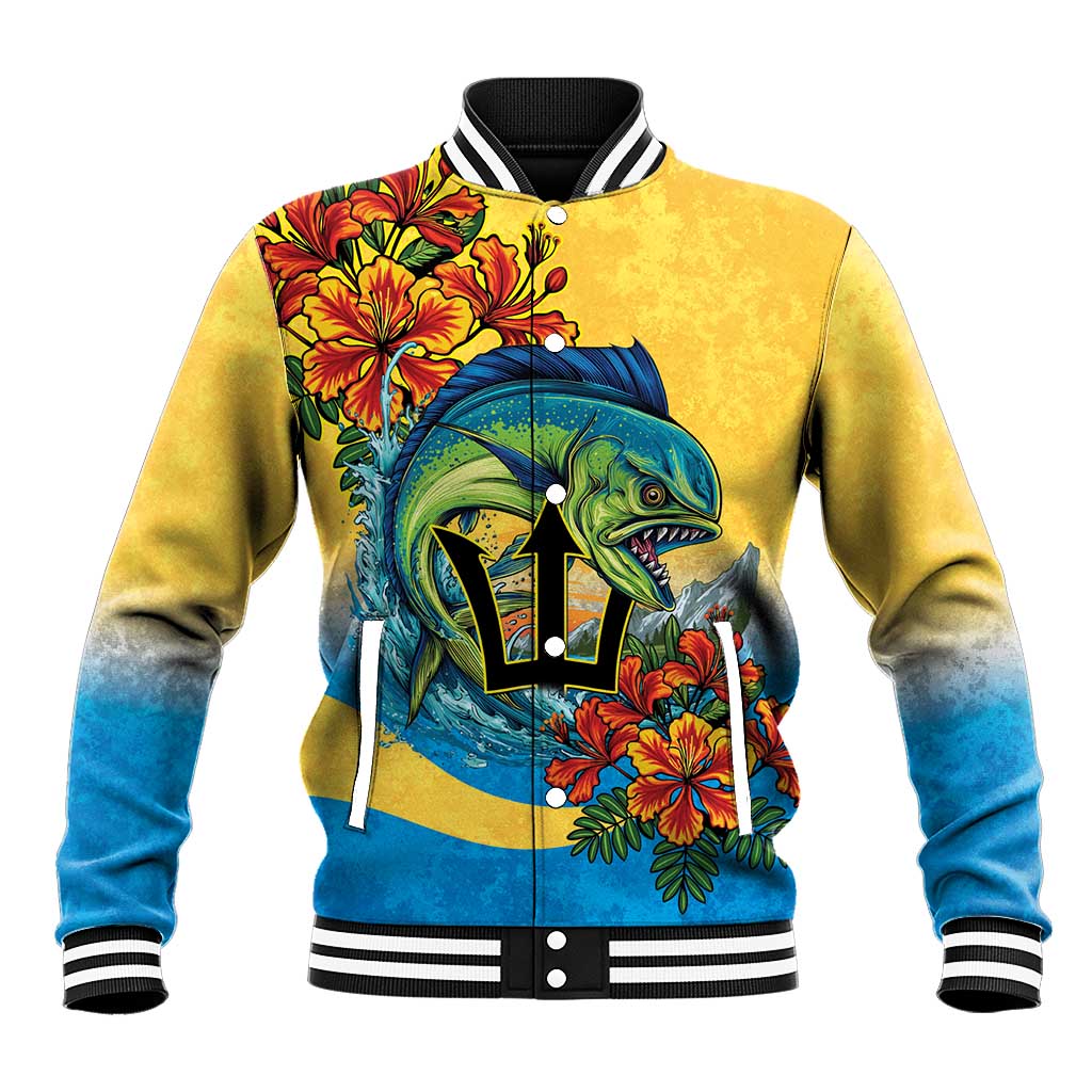 Black Barbadians Mahi-mahi Trident Baseball Jacket - African Pride