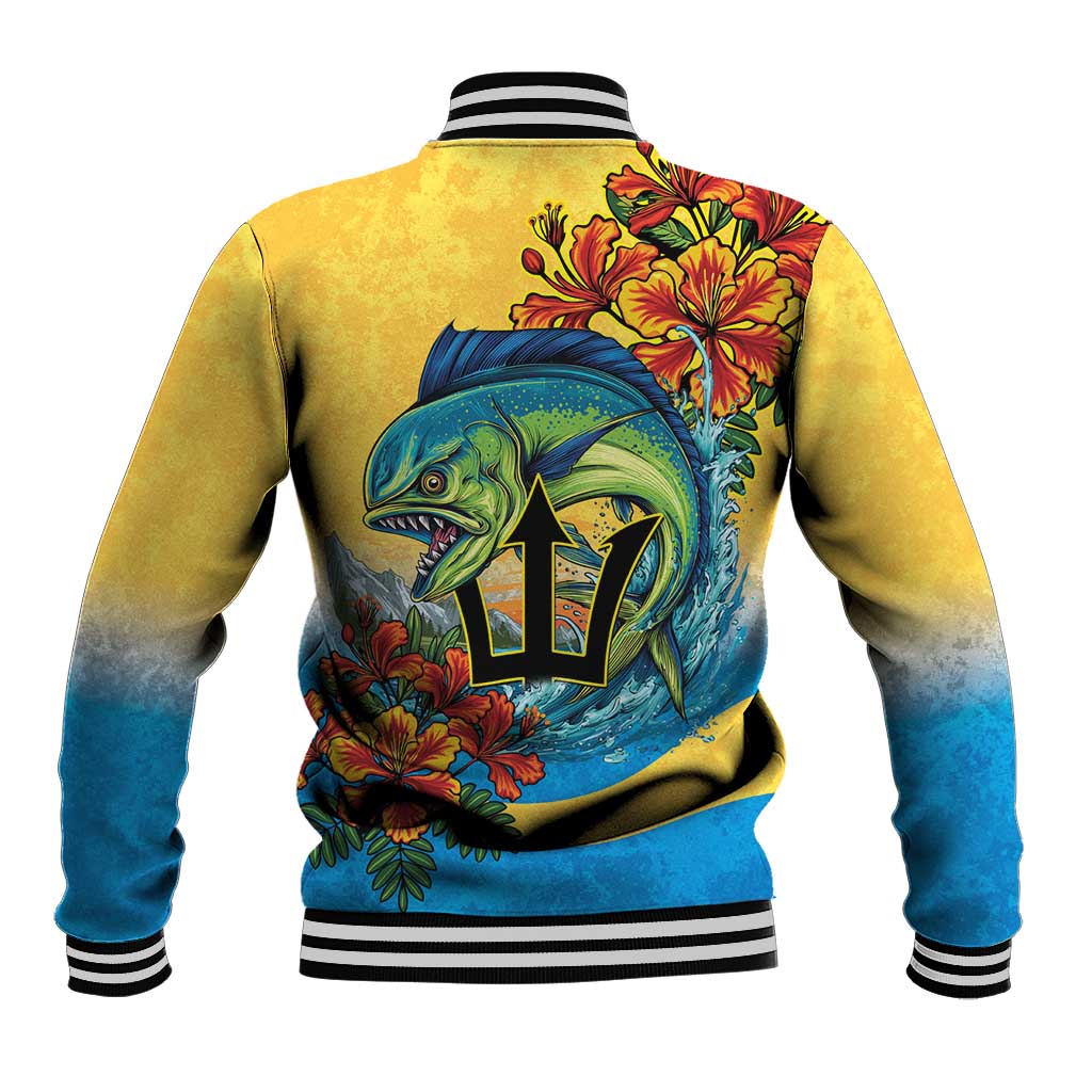 Black Barbadians Mahi-mahi Trident Baseball Jacket - African Pride