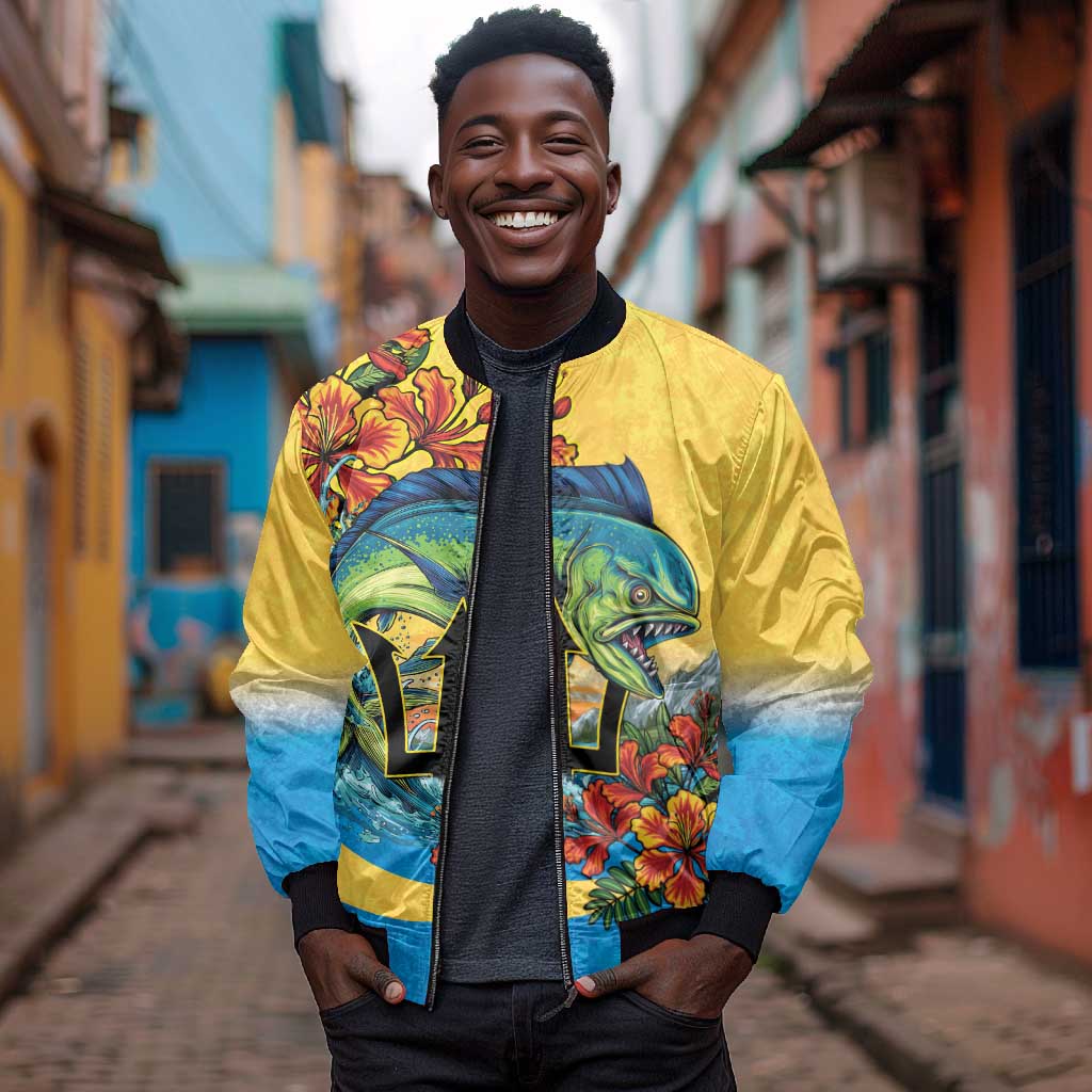 Black Barbadians Mahi-mahi Trident Bomber Jacket - African Pride