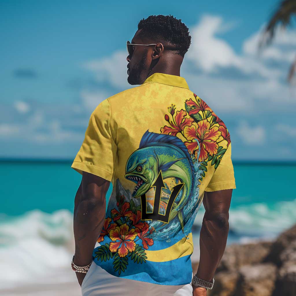 Black Barbadians Mahi-mahi Trident Hawaiian Shirt - African Pride
