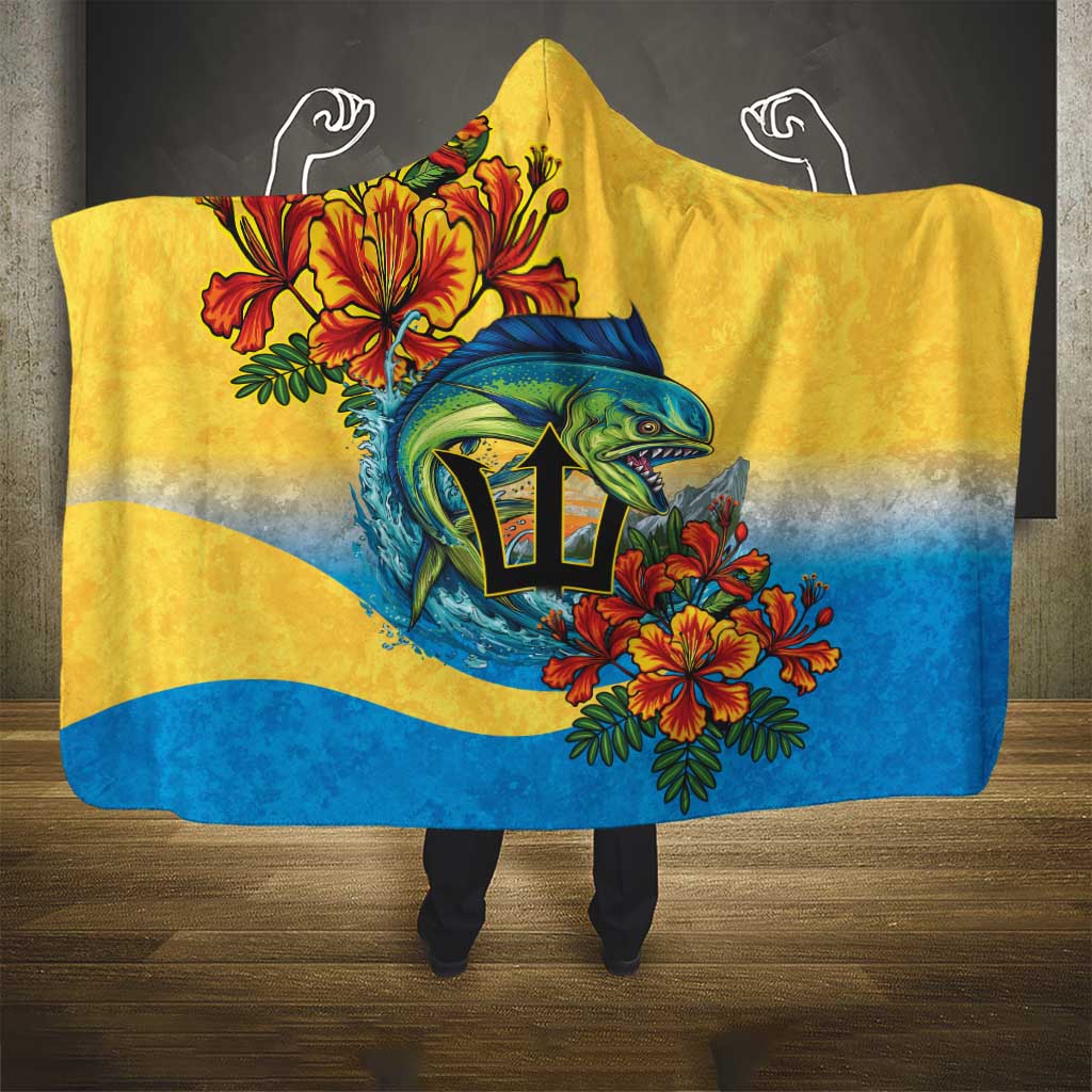 Black Barbadians Mahi-mahi Trident Hooded Blanket - African Pride