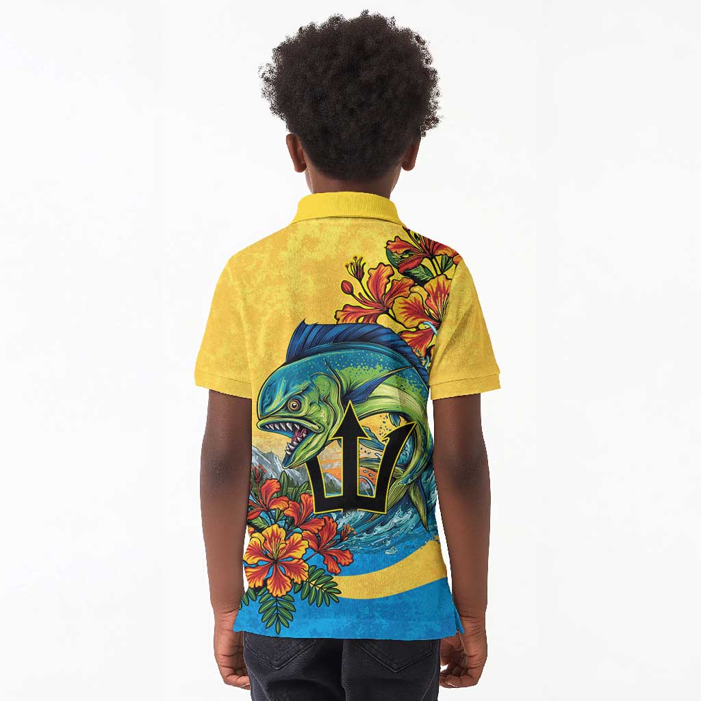 Black Barbadians Mahi-mahi Trident Kid Polo Shirt - African Pride