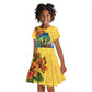Black Barbadians Mahi-mahi Trident Kid Short Sleeve Dress - African Pride