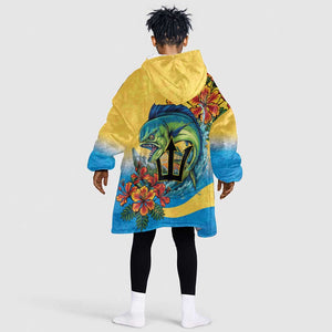 Black Barbadians Mahi-mahi Trident Kid Wearable Blanket Hoodie - African Pride