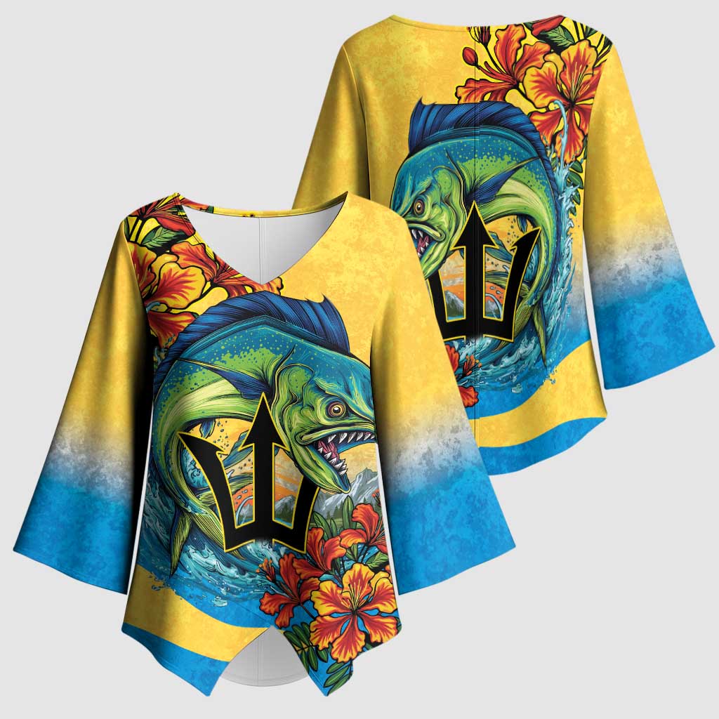 Black Barbadians Mahi-mahi Trident Kimono Sleeve Blouse