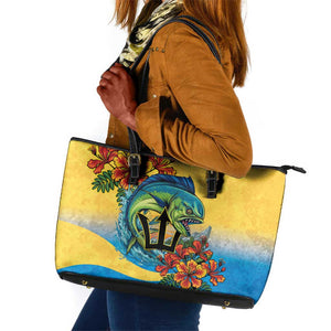 Black Barbadians Mahi-mahi Trident Leather Tote Bag - African Pride