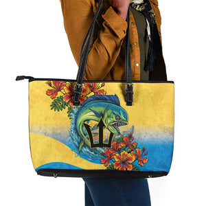 Black Barbadians Mahi-mahi Trident Leather Tote Bag - African Pride
