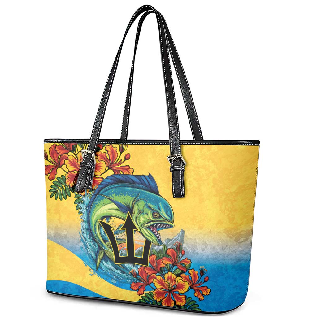 Black Barbadians Mahi-mahi Trident Leather Tote Bag - African Pride