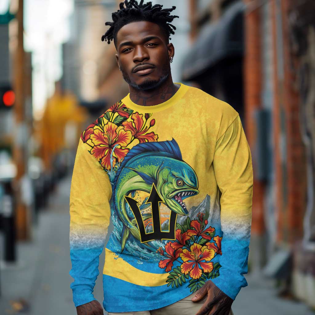 Black Barbadians Mahi-mahi Trident Long Sleeve Shirt - African Pride