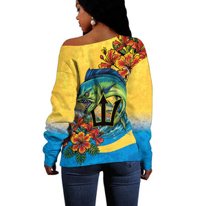 Black Barbadians Mahi-mahi Trident Off Shoulder Sweater - African Pride