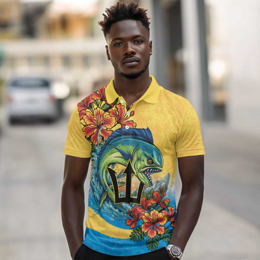 Black Barbadians Mahi-mahi Trident Polo Shirt - African Pride