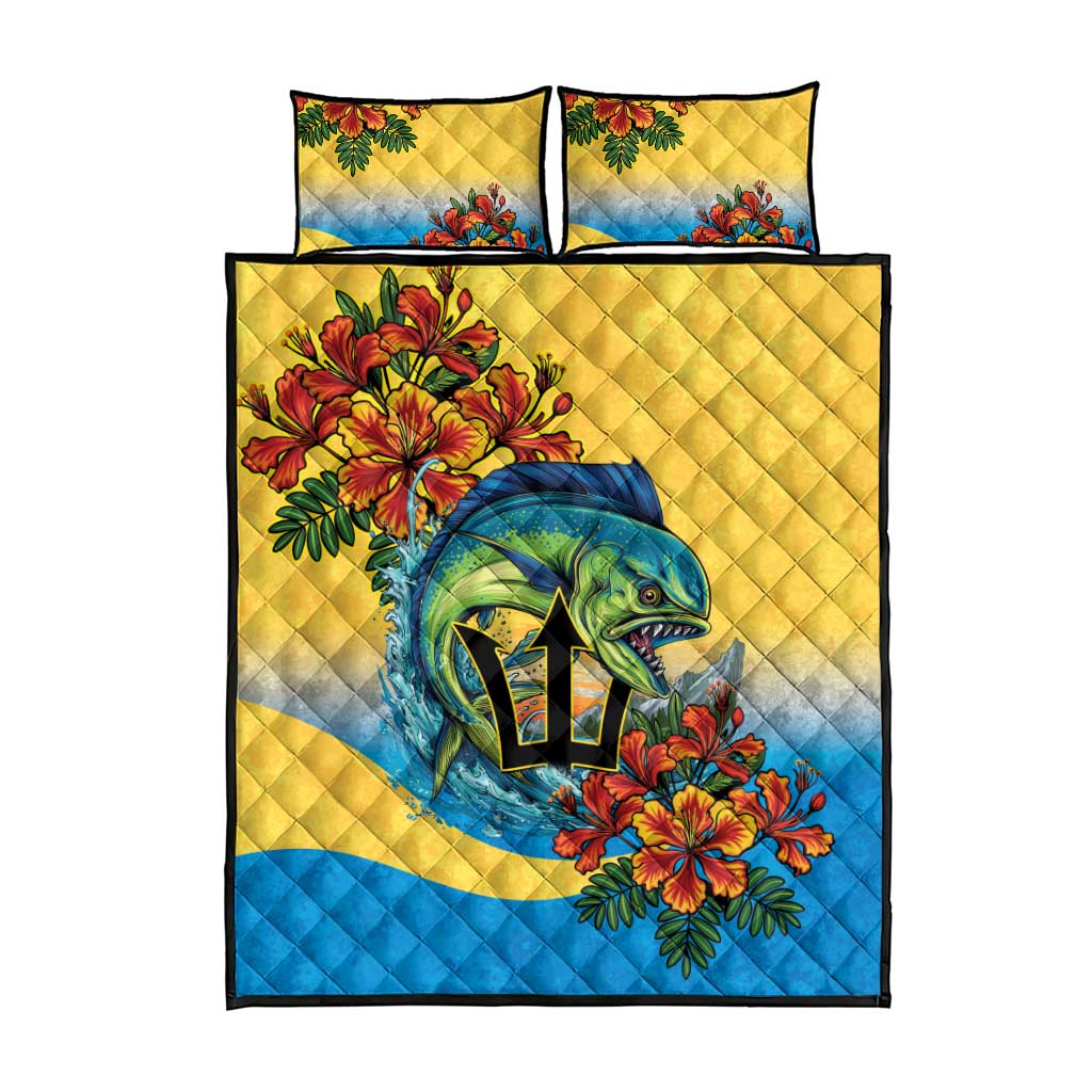 Black Barbadians Mahi-mahi Trident Quilt Bed Set - African Pride