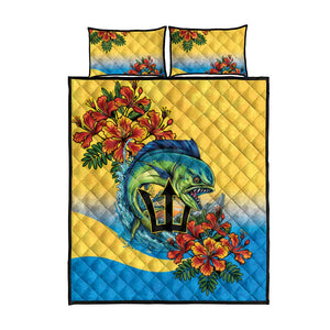 Black Barbadians Mahi-mahi Trident Quilt Bed Set - African Pride
