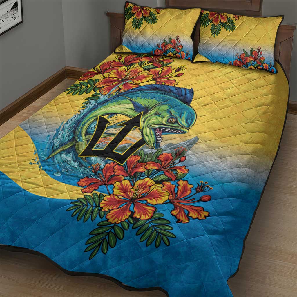 Black Barbadians Mahi-mahi Trident Quilt Bed Set - African Pride
