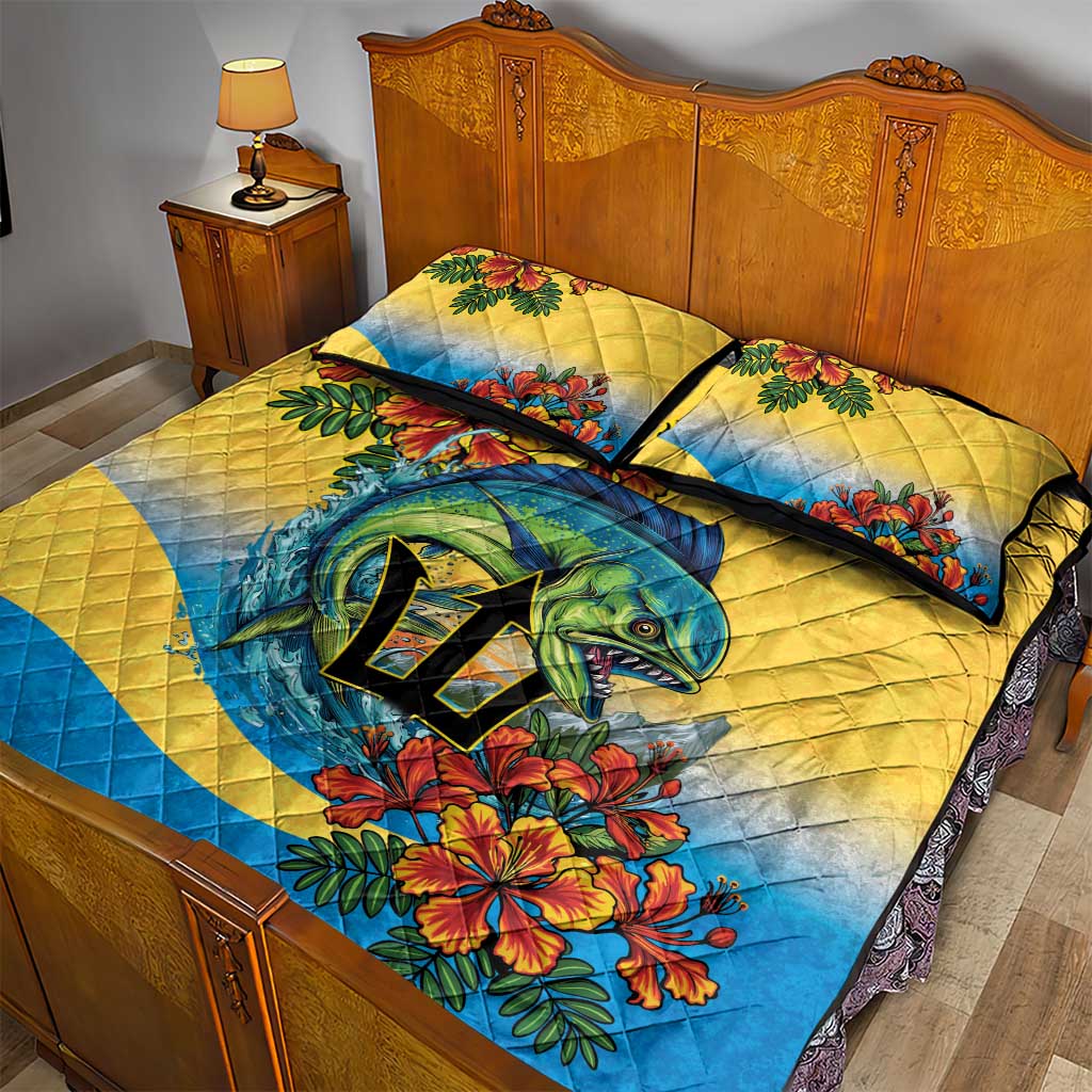 Black Barbadians Mahi-mahi Trident Quilt Bed Set - African Pride