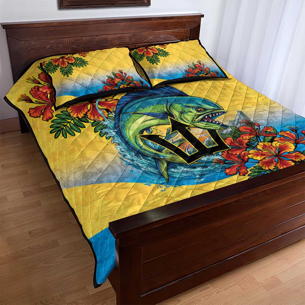 Black Barbadians Mahi-mahi Trident Quilt Bed Set - African Pride