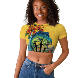 Black Barbadians Mahi-mahi Trident Raglan Cropped T shirt - African Pride