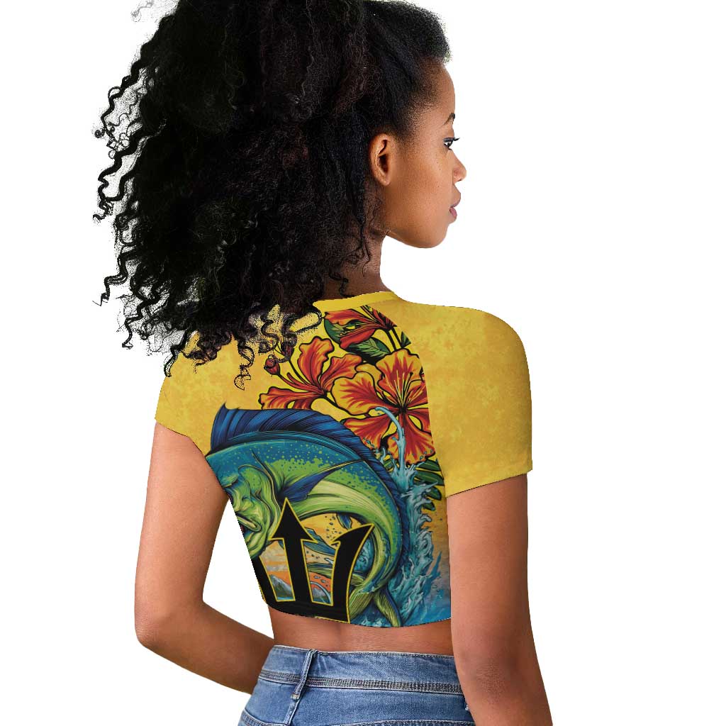 Black Barbadians Mahi-mahi Trident Raglan Cropped T shirt - African Pride