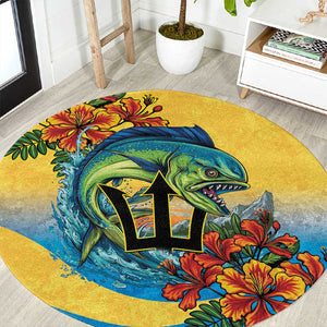 Black Barbadians Mahi-mahi Trident Round Carpet - African Pride