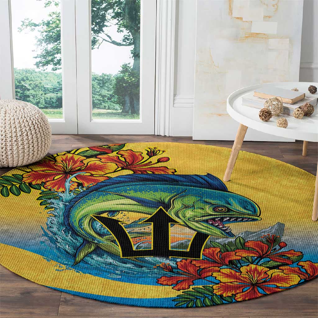 Black Barbadians Mahi-mahi Trident Round Carpet - African Pride
