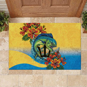 Black Barbadians Mahi-mahi Trident Rubber Doormat - African Pride