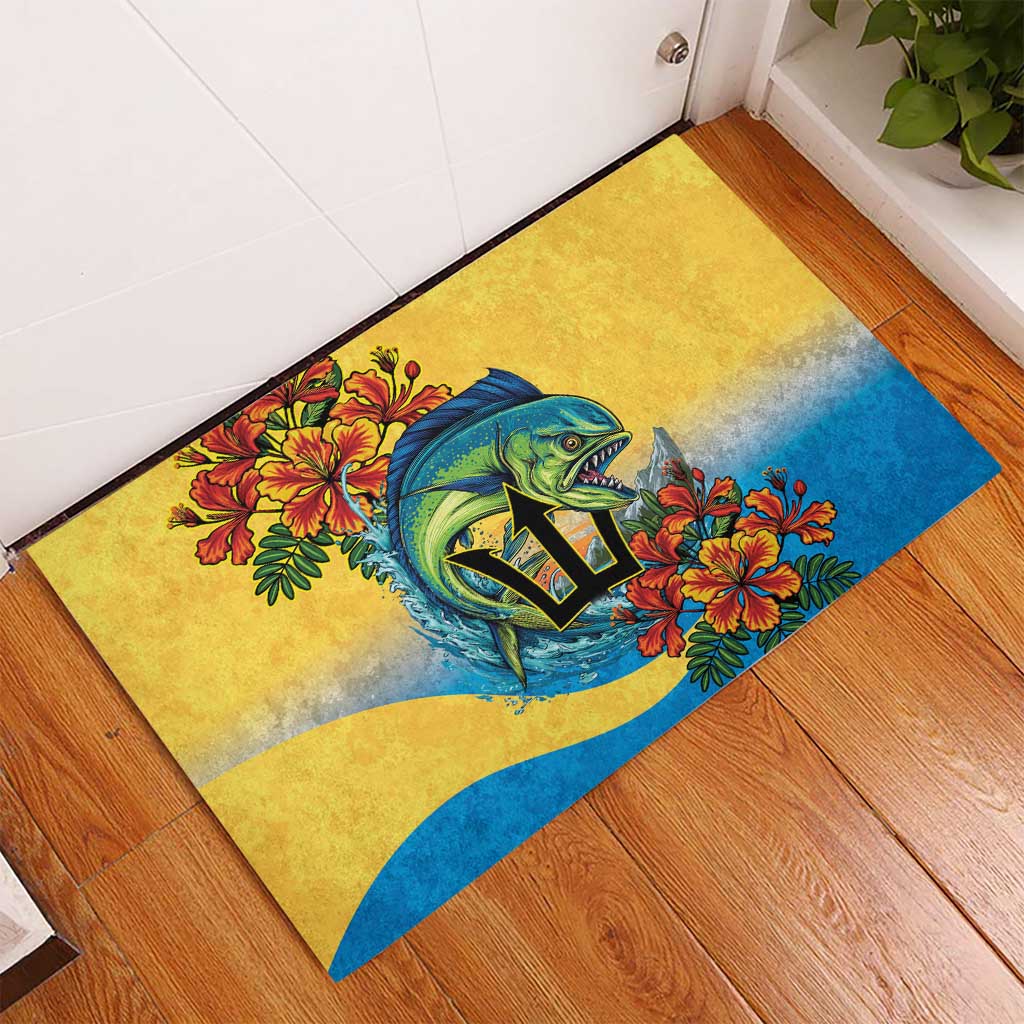 Black Barbadians Mahi-mahi Trident Rubber Doormat - African Pride