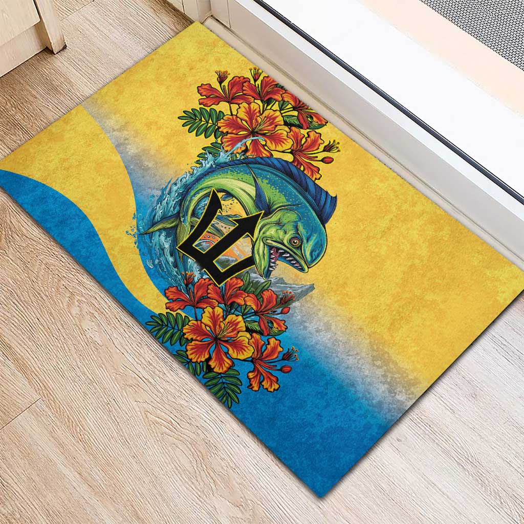 Black Barbadians Mahi-mahi Trident Rubber Doormat - African Pride