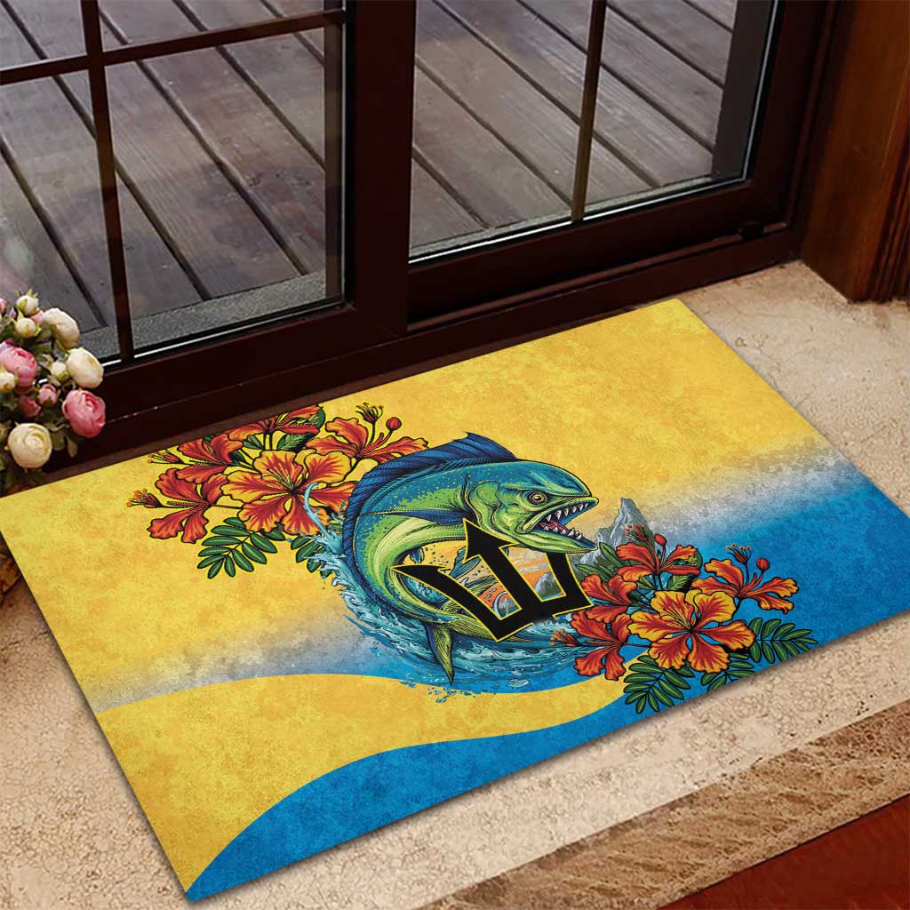 Black Barbadians Mahi-mahi Trident Rubber Doormat - African Pride