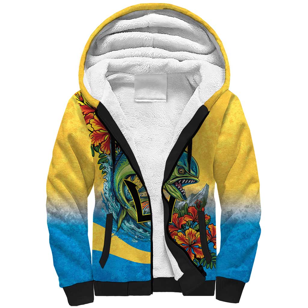 Black Barbadians Mahi-mahi Trident Sherpa Hoodie - African Pride