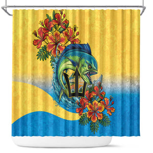 Black Barbadians Mahi-mahi Trident Shower Curtain - African Pride