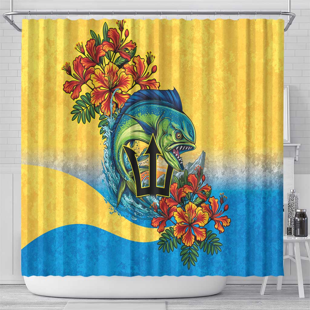 Black Barbadians Mahi-mahi Trident Shower Curtain - African Pride