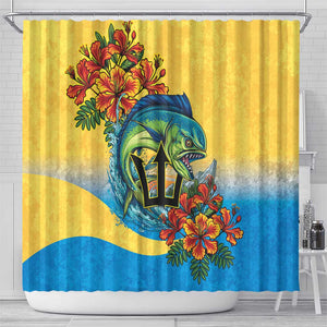Black Barbadians Mahi-mahi Trident Shower Curtain - African Pride