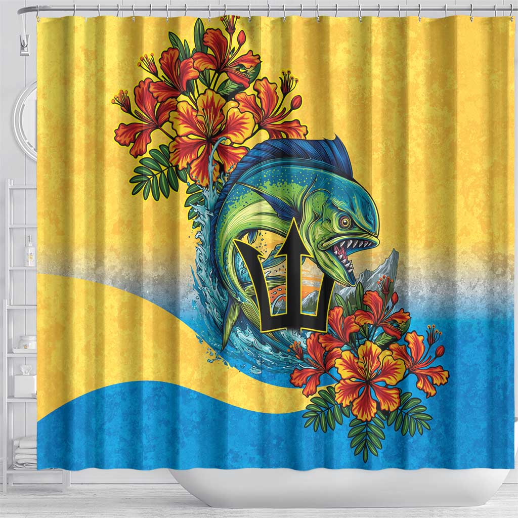 Black Barbadians Mahi-mahi Trident Shower Curtain - African Pride