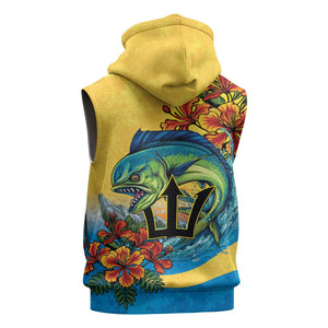 Black Barbadians Mahi-mahi Trident Sleeveless Zip Hoodie - African Pride